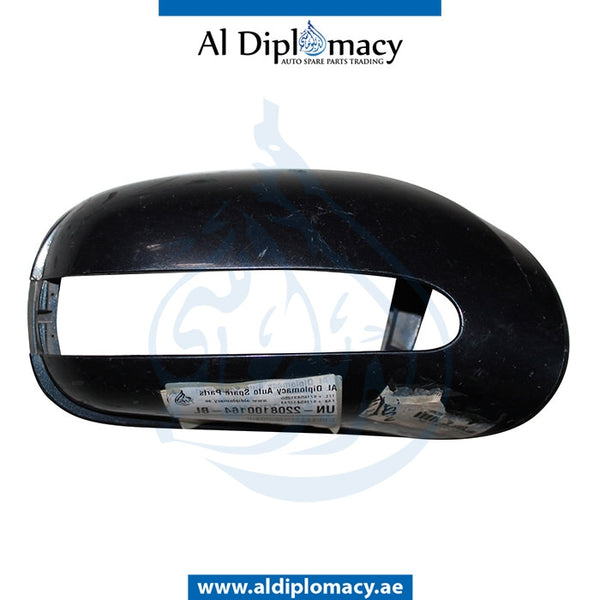 Right Mirror Cover, WITHOUT Lamp, BLACK for Mercedes-Benz S Class W215 (1999-2005) models, Part Number UN-2208100264-BL